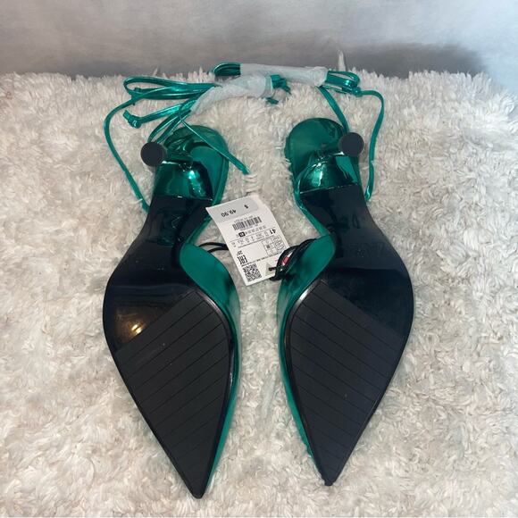 Zara Metallic Lace up High Heels - Picture 10 of 10